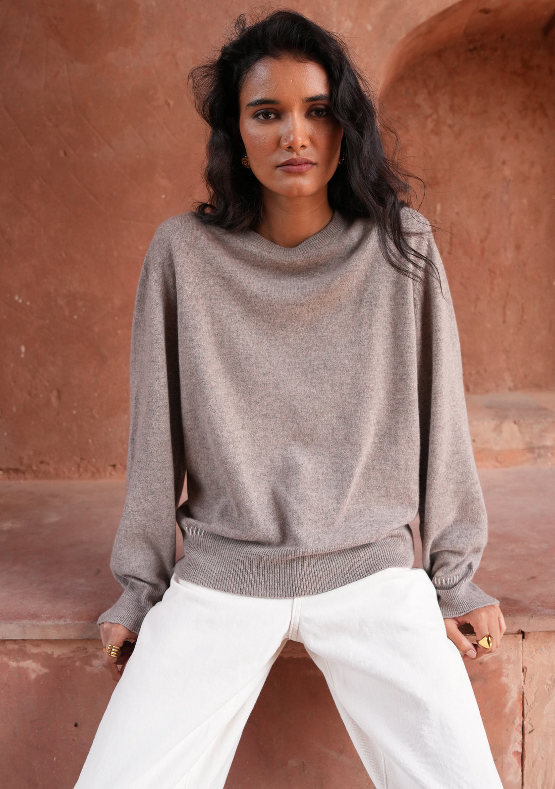 BIRCH CASHMERE SWEATER - DARK SAND