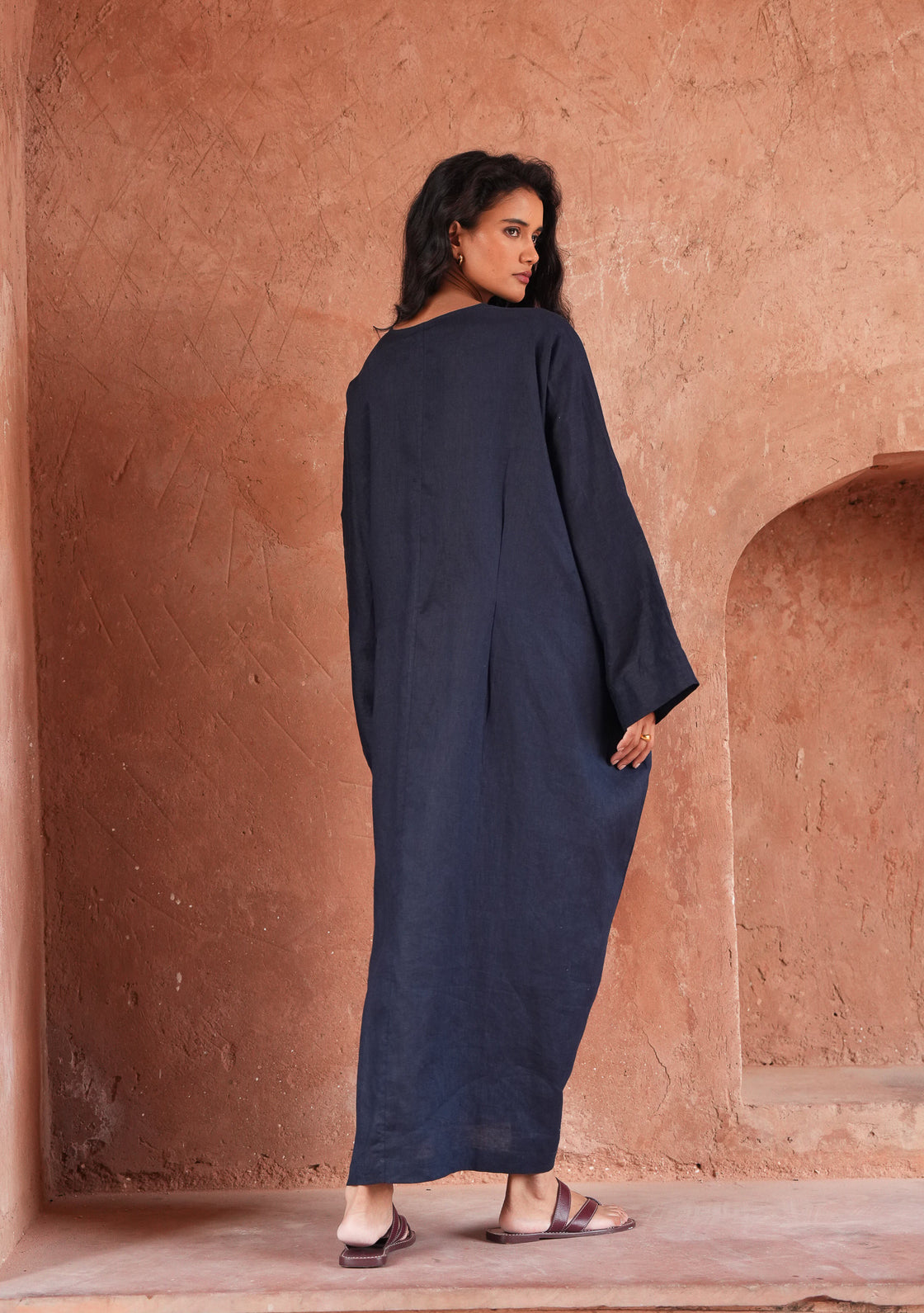 Turmeric Linen  Dress - Indigo