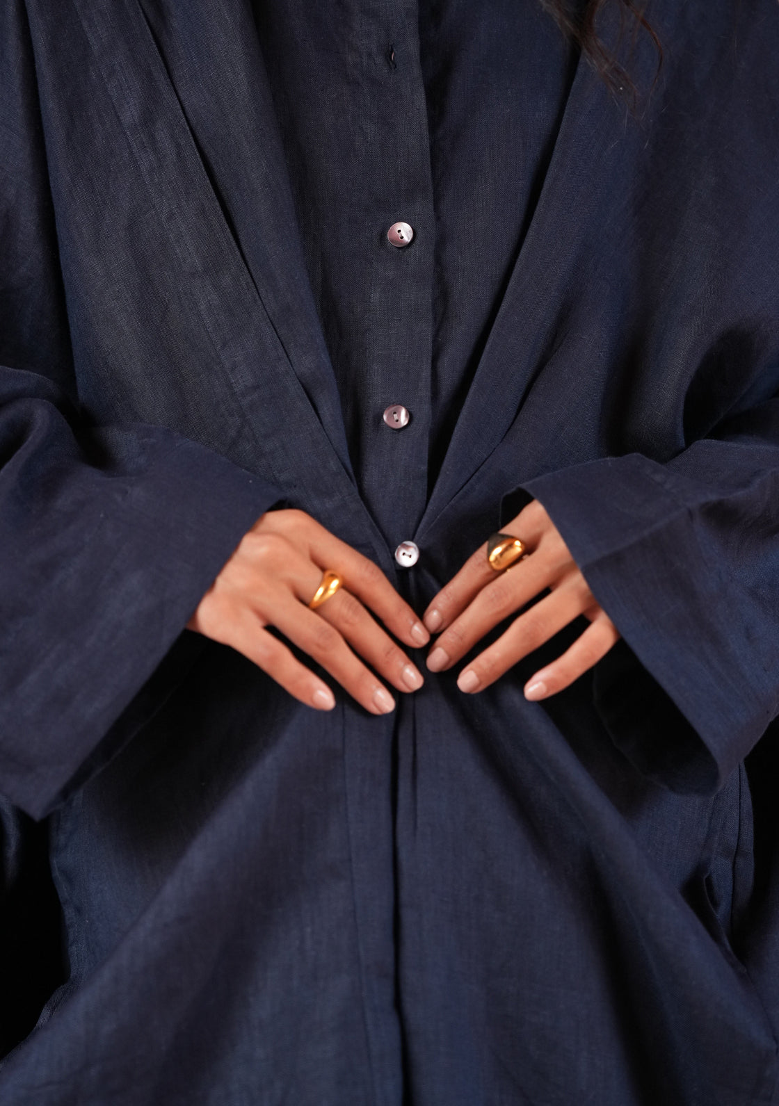 Turmeric Linen  Dress - Indigo