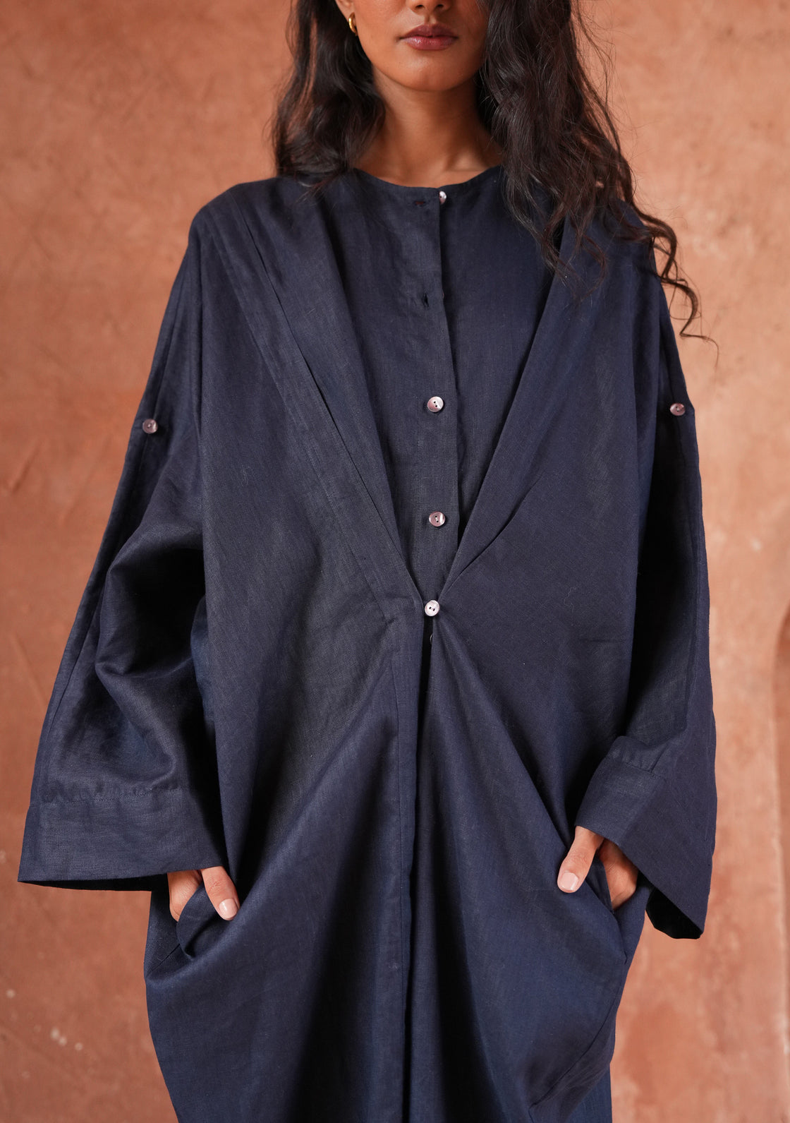 Turmeric Linen  Dress - Indigo