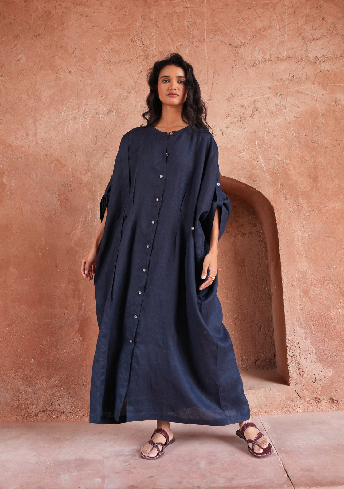 Turmeric Linen  Dress - Indigo