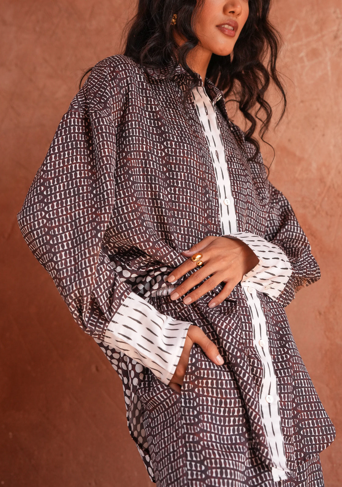 Baobab Silk Shirt - Mud Ink