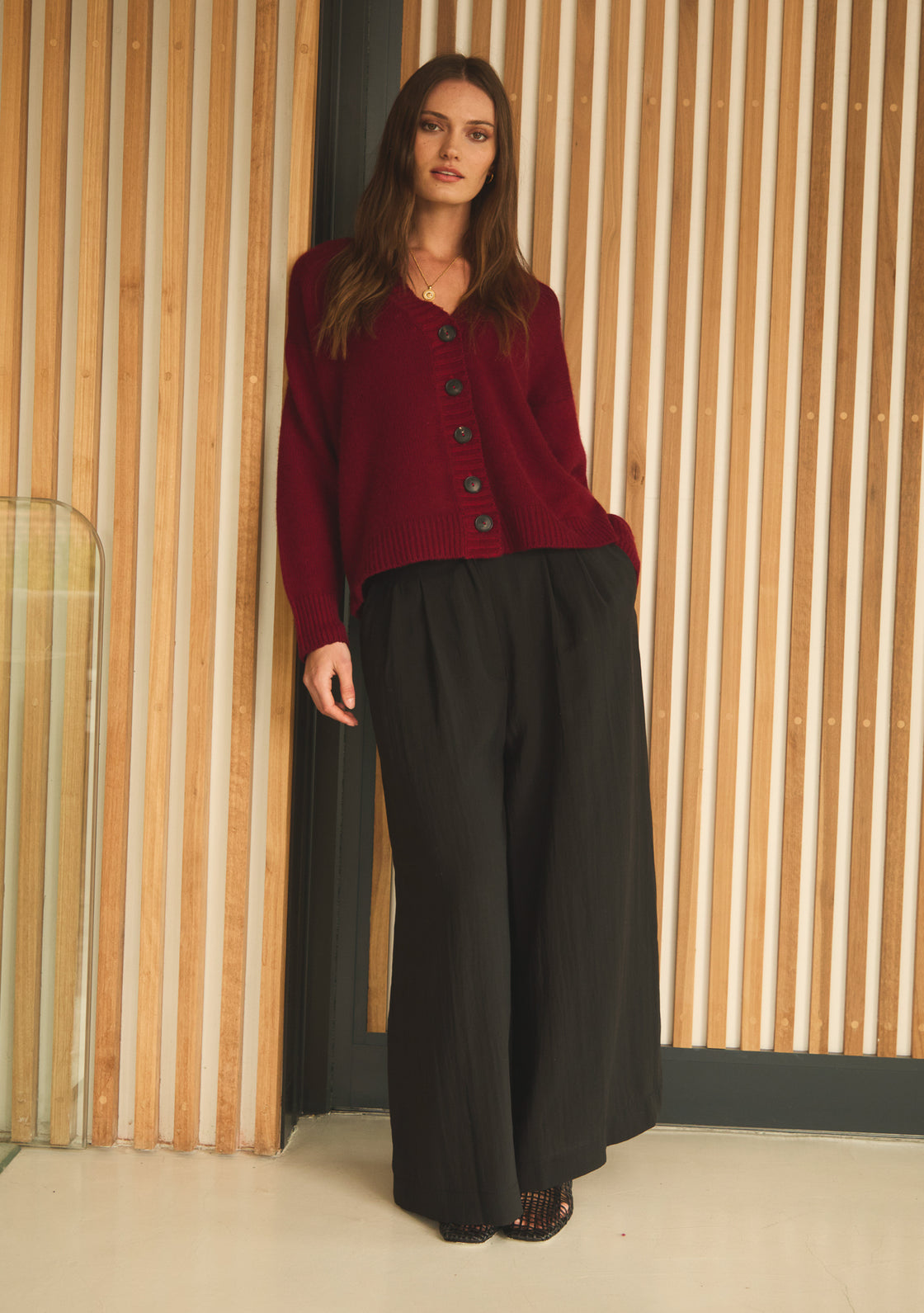 Cashmere Willow Cardigan - Ox Blood